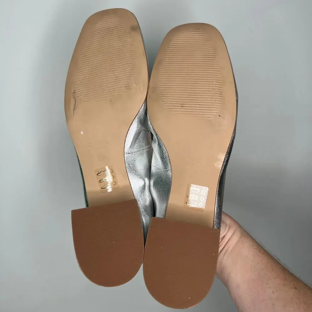 Maeve Anthropologie Silver Crystal Bow Ballet Heels Size 9 - Picture 6 of 9